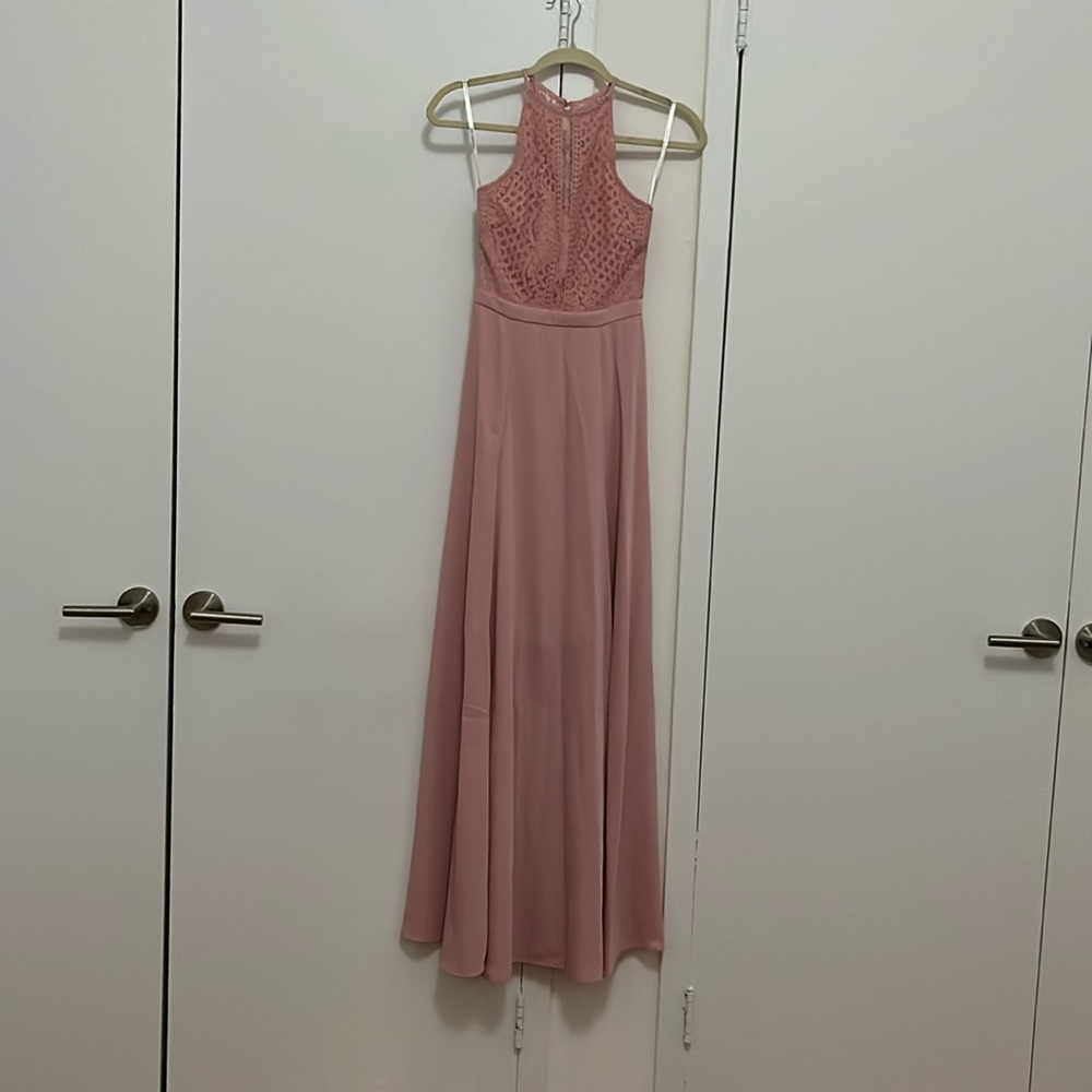 Light pink floor-length dress